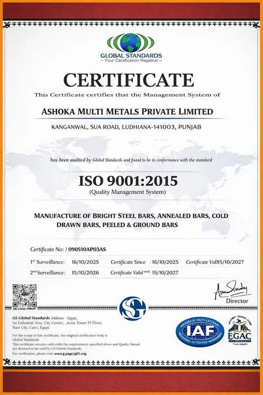 ISO 9001:2015 Quality Management System Certificate